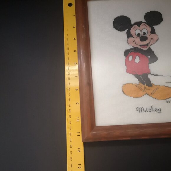 Framed Completed Vintage Mickey Mouse & Donald Duck Cross Stitch Pictures - Picture 4 of 5
